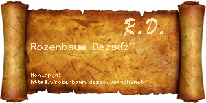 Rozenbaum Dezső névjegykártya